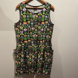 Nooworks Awesome Blossoms June Black Floral Pocket Dress Colorful Garden Print